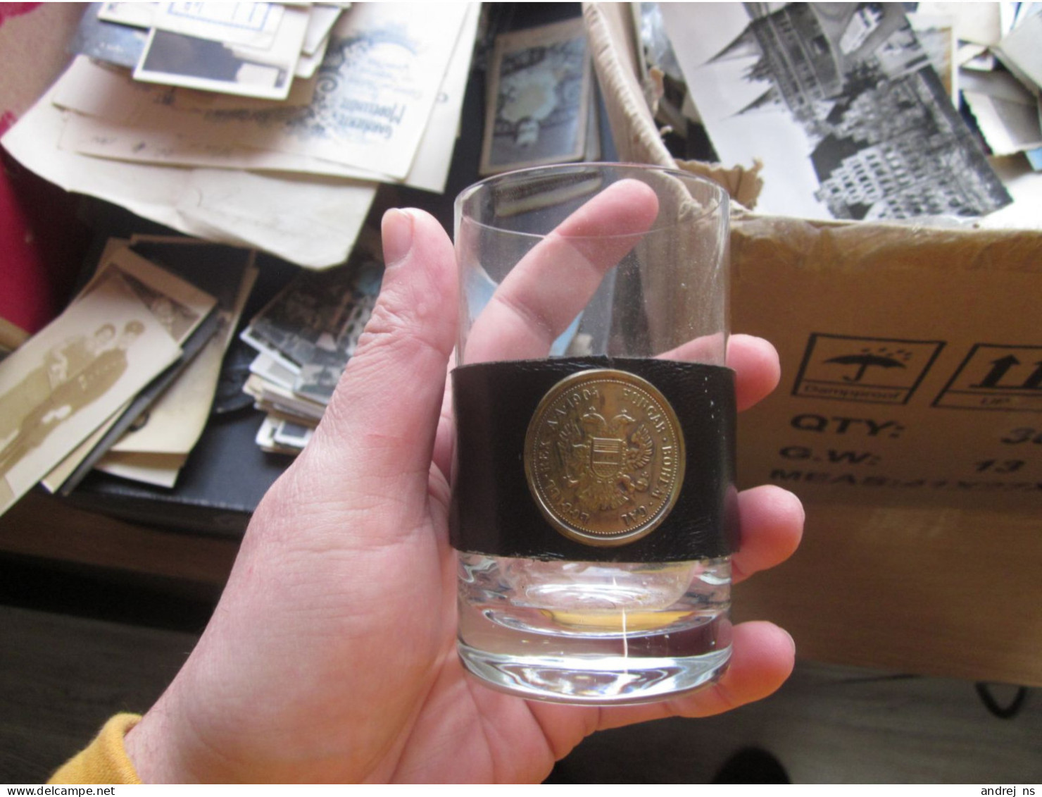 Old Glass Hourglass With Medal Lodil Rex Hungar Bohem 1904 Medaille Kaiser Franz Josef, Austriale Imperator, Hungar Bohe - Vidrio & Cristal