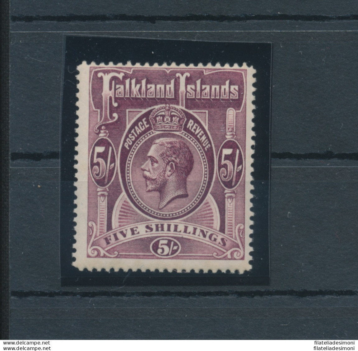 1912-20 FALKLAND ISLANDS - Stanley Gibbons N. 67 - 5 Scellini Deep Rose Black - MNH** - Lusso - Other & Unclassified