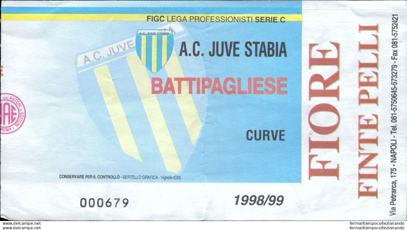 Bl153  Biglietto Calcio Ticket  Juve Stabia - Battipagliese - Biglietti D'ingresso