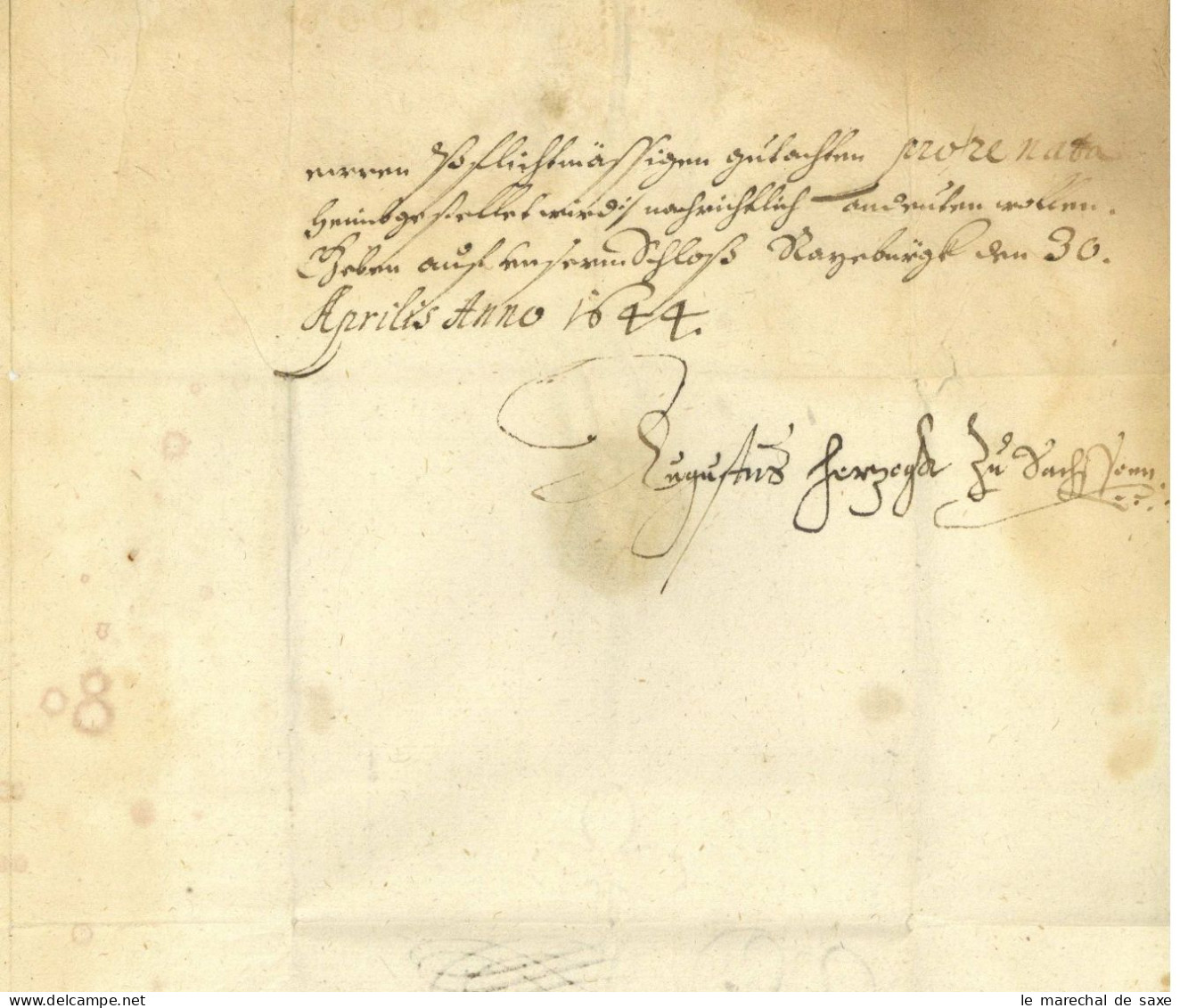 Sachsen-Lauenburg Herzog August (1577-1656) Ratzeburg 1644 Autograph Otterndorf Fruchtbringende Gesellschaft - Historische Personen