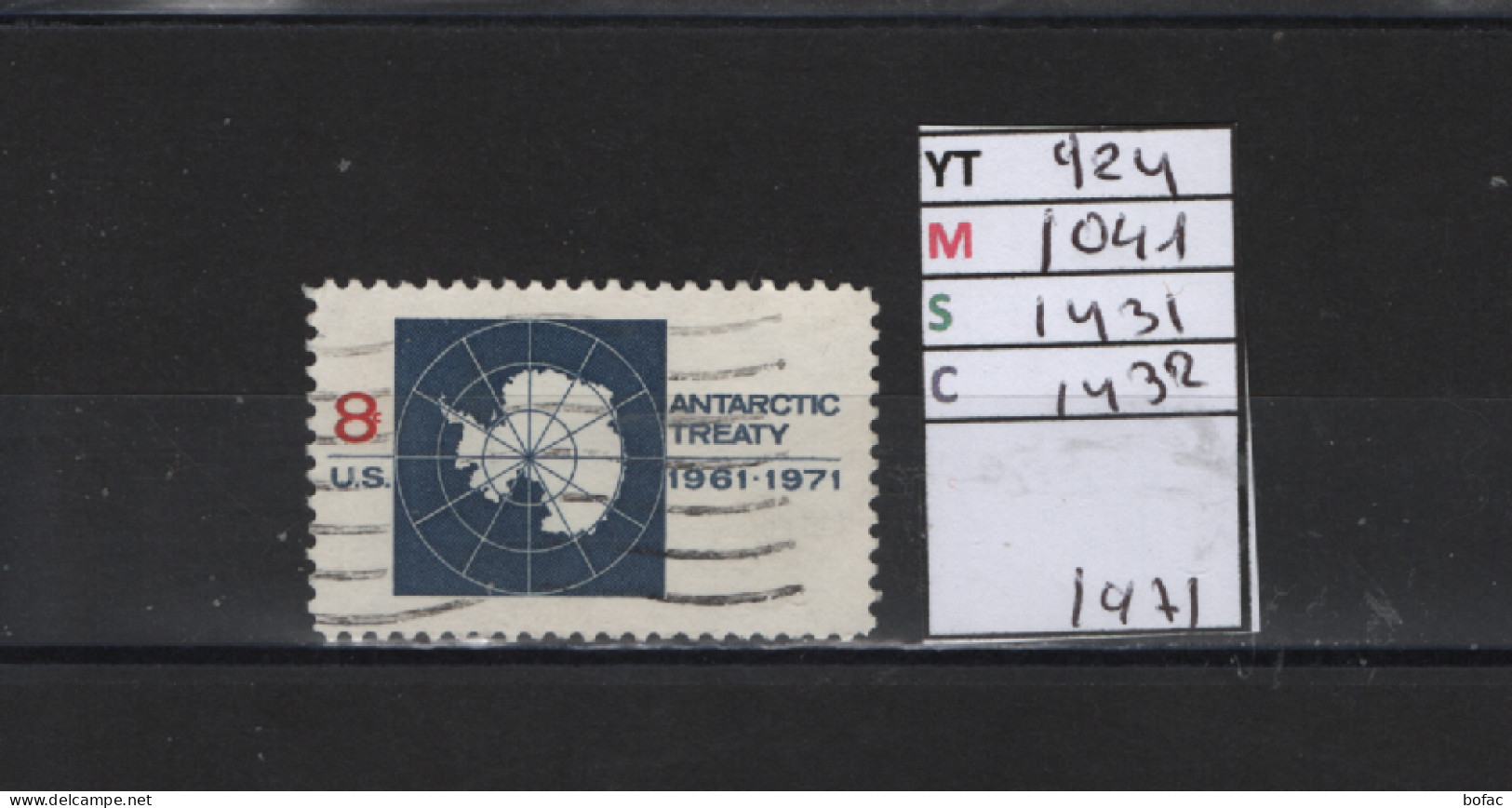 PRIX FIXE Obl 924 YT 1041 MIC 1431 SCO 1432 GIB Antarctic Treaty 1971  Etats Unis 58A/14 - Gebraucht