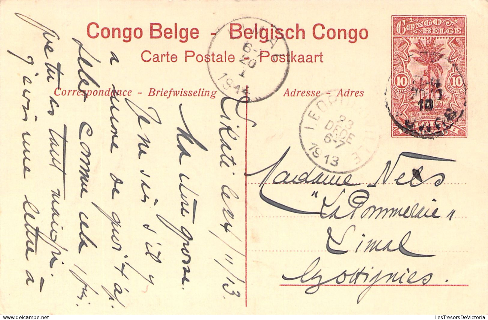 Congo Belge - Habitation Sur Le Haut Congo - Entier Postal 10c Rouge - Carte Postale Ancienne - Congo Belga