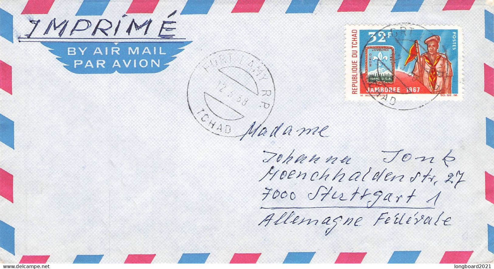 TCHAD - AIRMAIL 1968 - STUTTGART/DE  / 6033 - Tchad (1960-...)