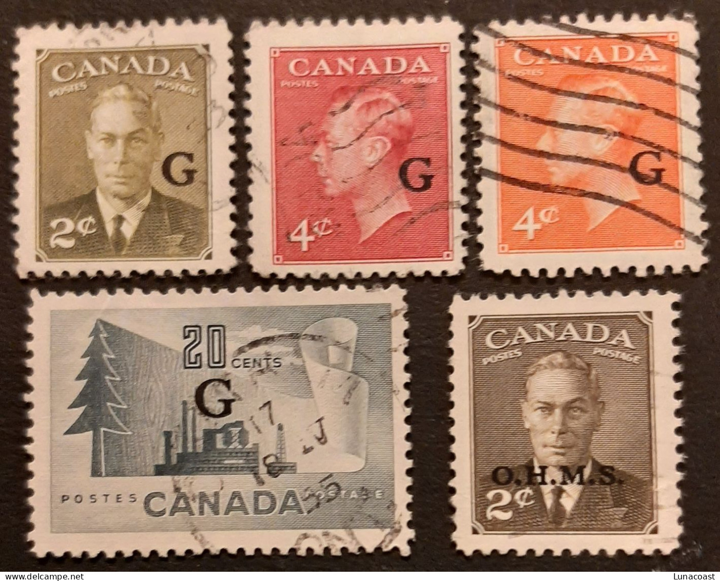 Canada 1950 USED  Sc O13-19-28-29-30,  King George VI, With G - Oblitérés