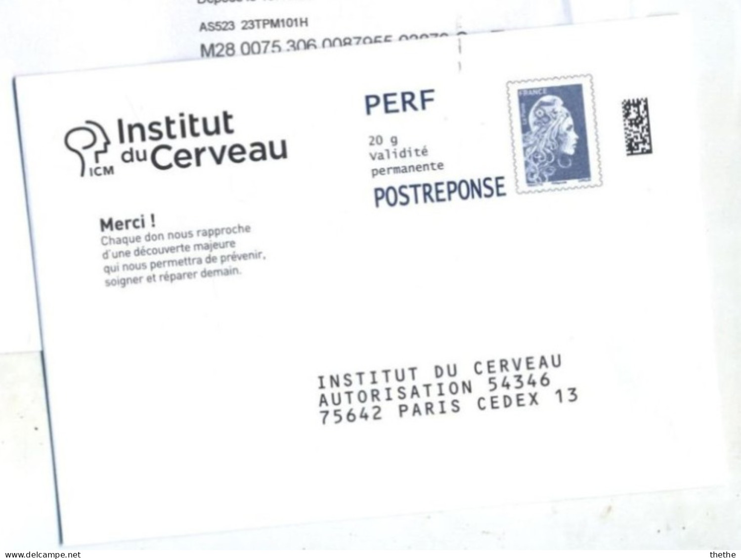Prêt A Poster Réponse PERF  Institut Du Cerveau Agr.412765 (Marianne Yseult-Catelin) - PAP: Ristampa/Marianne L'Engagée