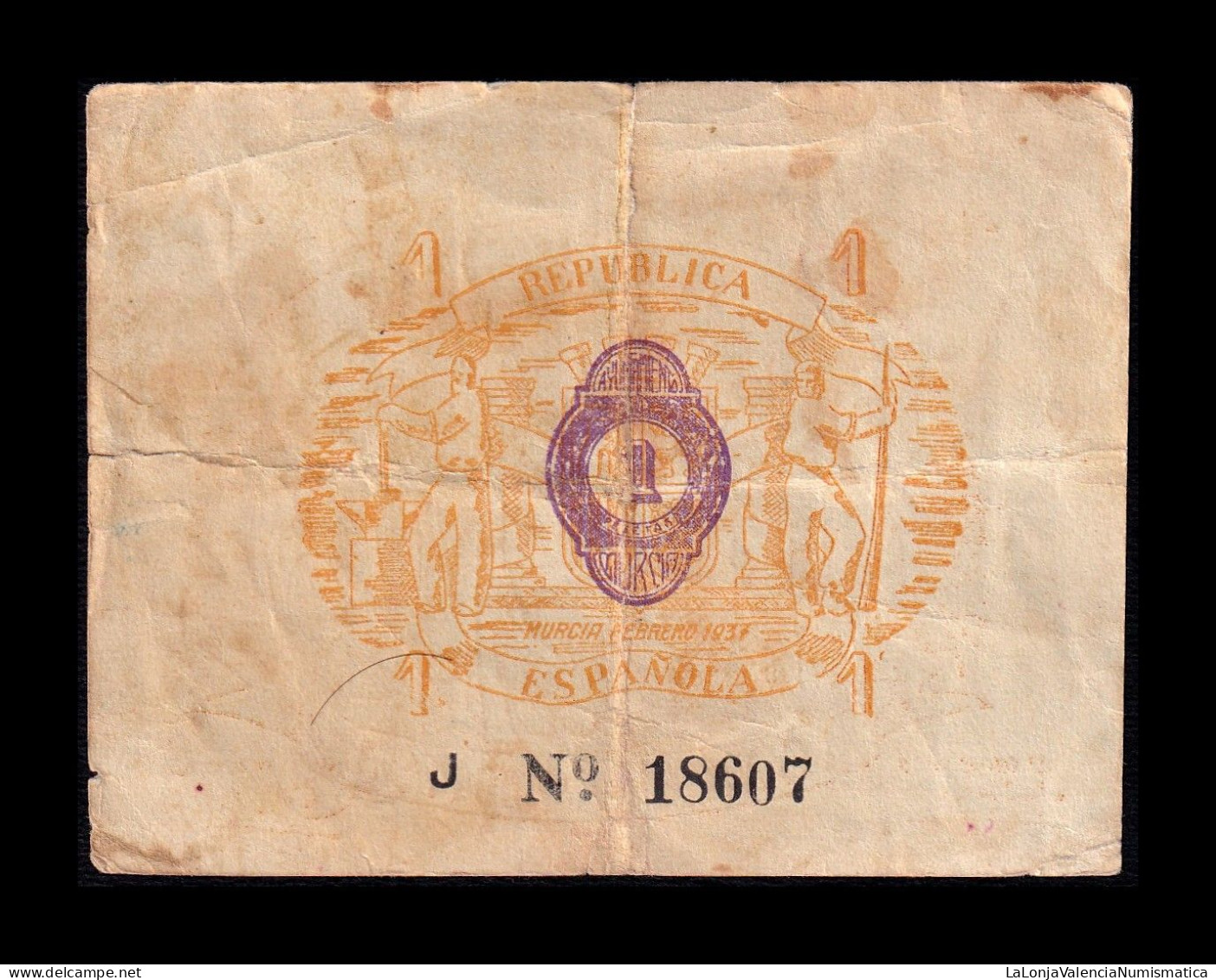 España Spain Billete Local Guerra Civil Murcia 1 Peseta 1937 Mbc Vf - Other & Unclassified