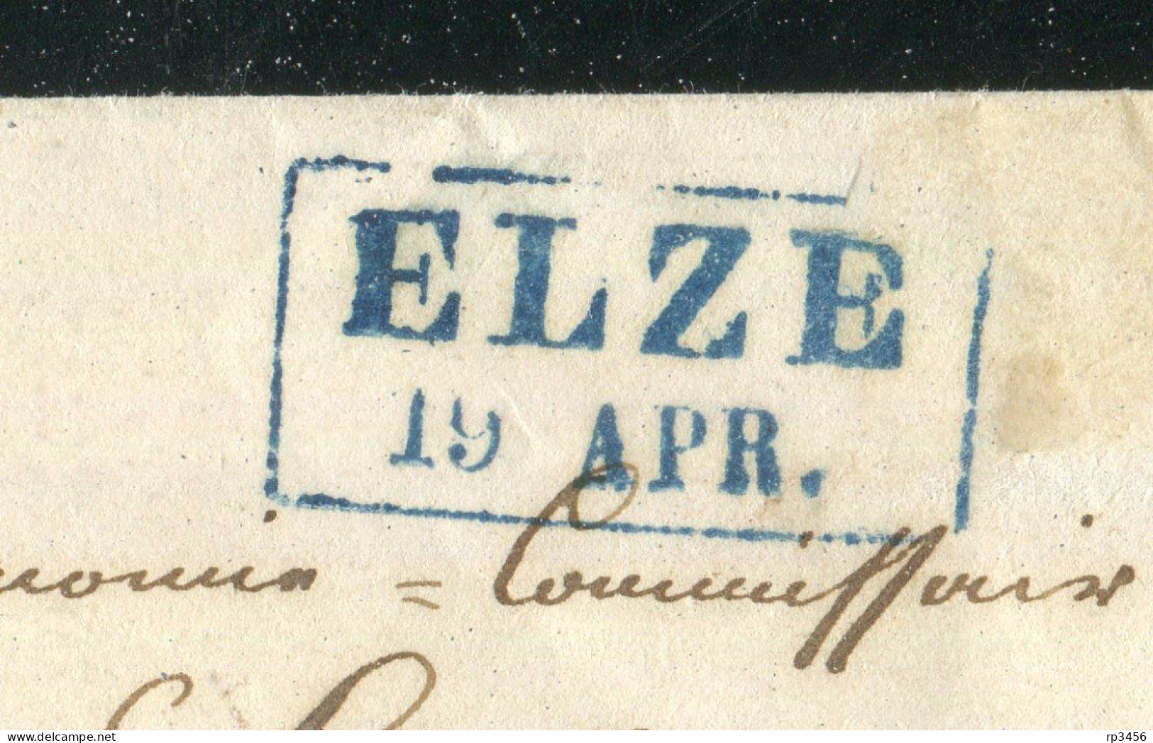 "HANNOVER" Paketbegleit-Briefhuelle Blauer R2 "ELZE", Rs. Wachssiegel (80103) - Hannover