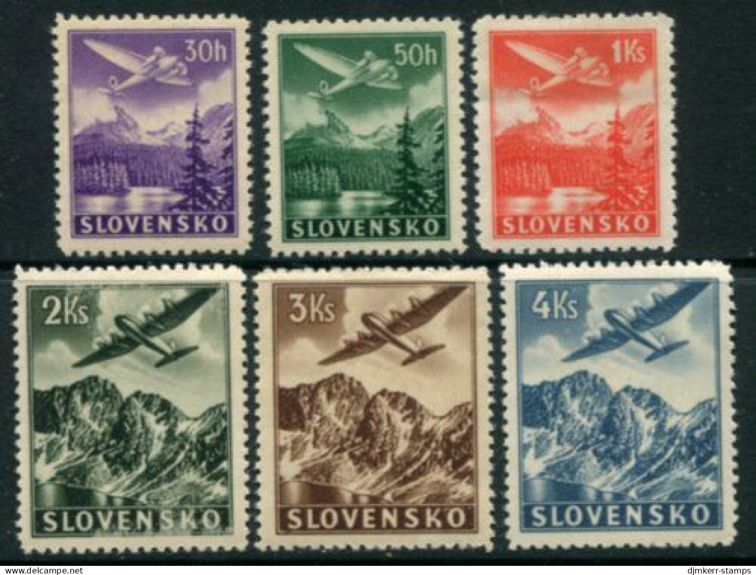 SLOVAKIA 1939 Airmail Definitives MNH / **.  Michel 48-53 - Nuevos