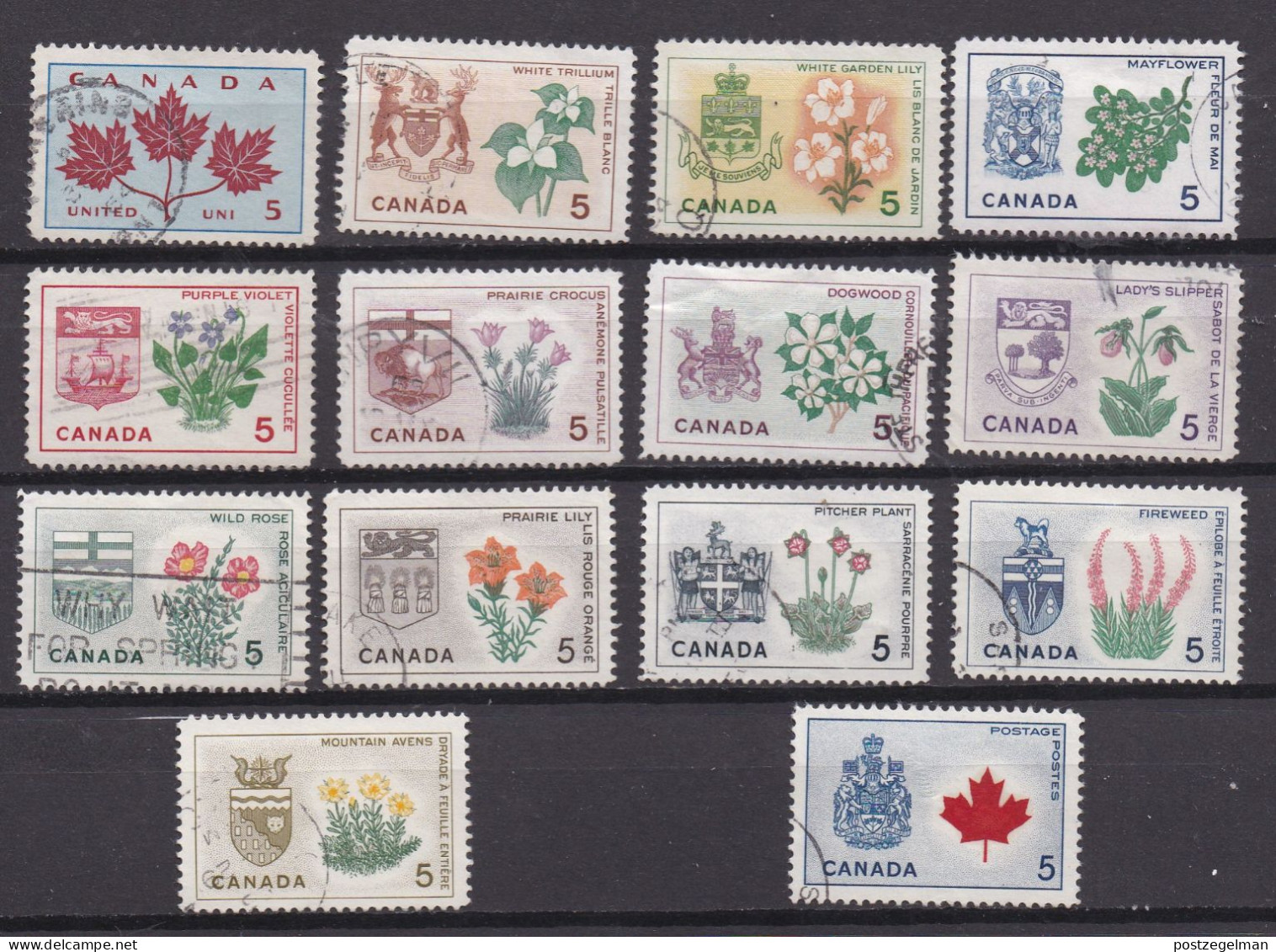 CANADA 1961 Used Stamps Arms Of Provinces   361-374, Scan U494 - Usados