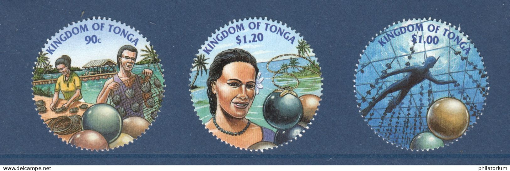 Tonga, **, Yv 1203, 1204, 1205, Perle De Culture, - Tonga (1970-...)