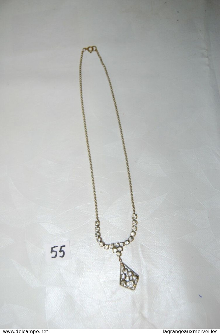 C55 Bijou Fantaisie - Ancien Collier - Brillants - Pendentif - Pendentifs