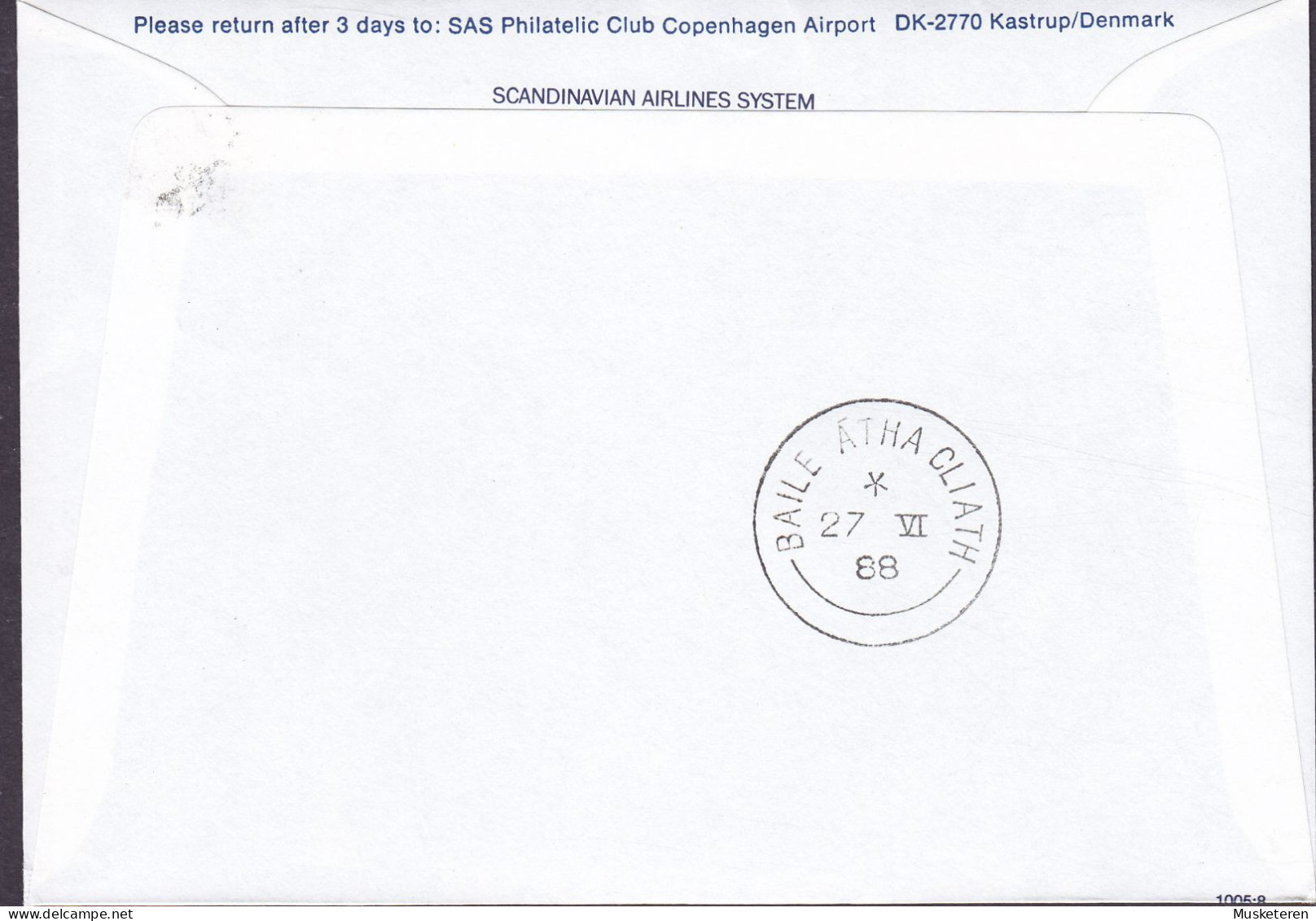 Great Britain SAS First DC-9 Flight GLASGOW-DUBLIN, GLASGOW 1988 Cover Brief Lettre 18p. QEII. Regional Issue Stamp - Escocia