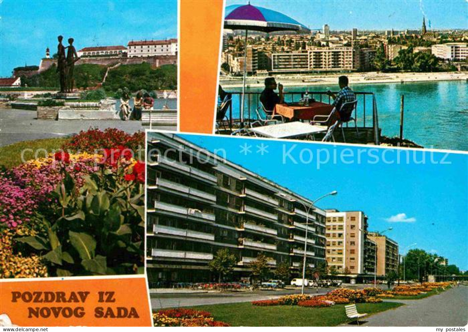 72719392 Novog Sada Denkmal Statue Restaurant Terrasse Strassenpartie Serbien - Serbie