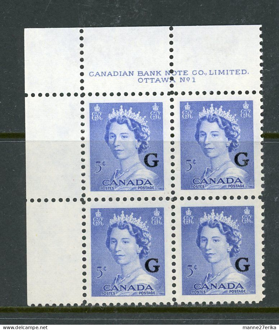 -Canada-1953- "Queen Elisabeth II"  MNH **  Overprinted 'G' - Sovraccarichi