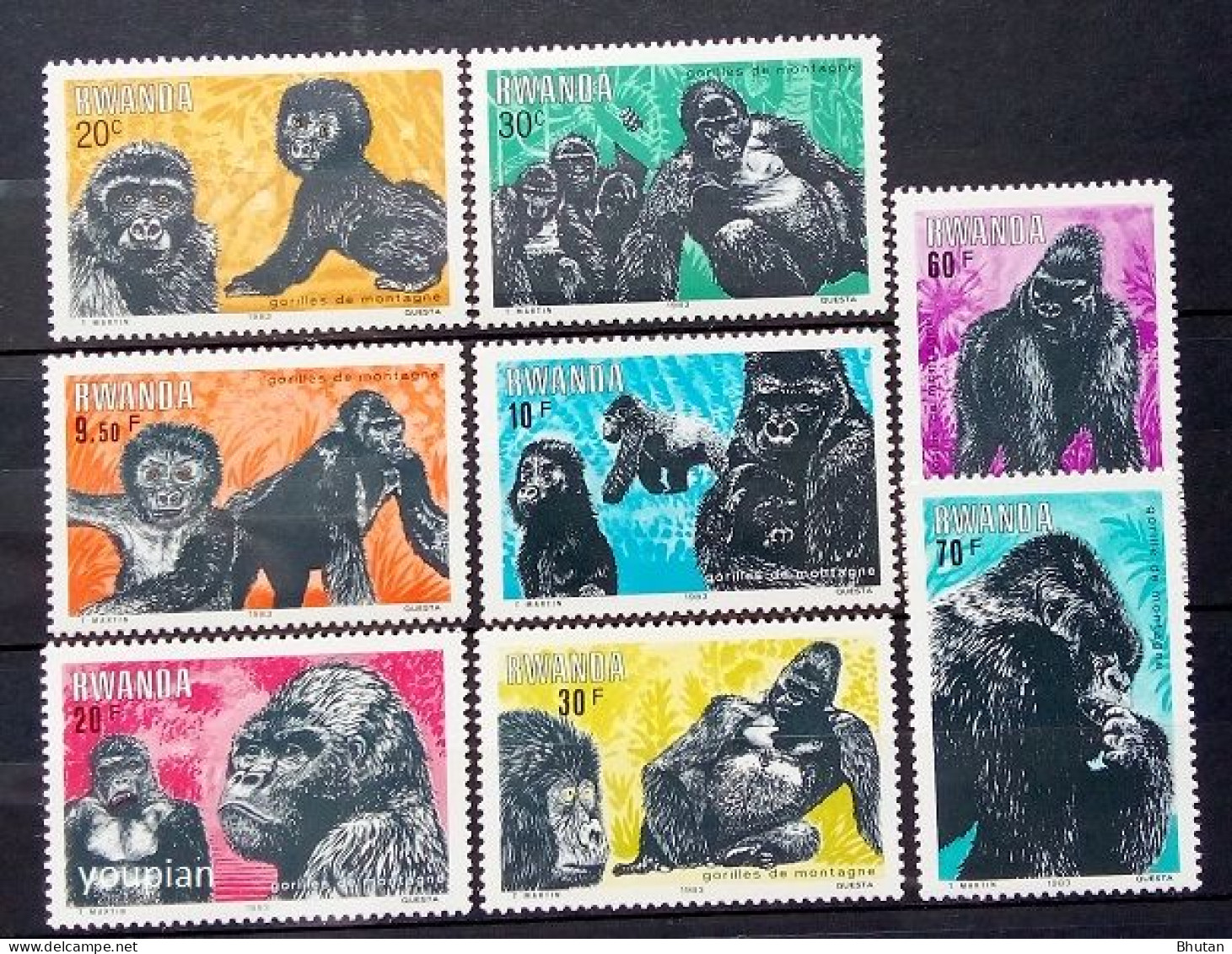 Rwanda 1983, Gorillas, MNH Stamps Set - Nuovi