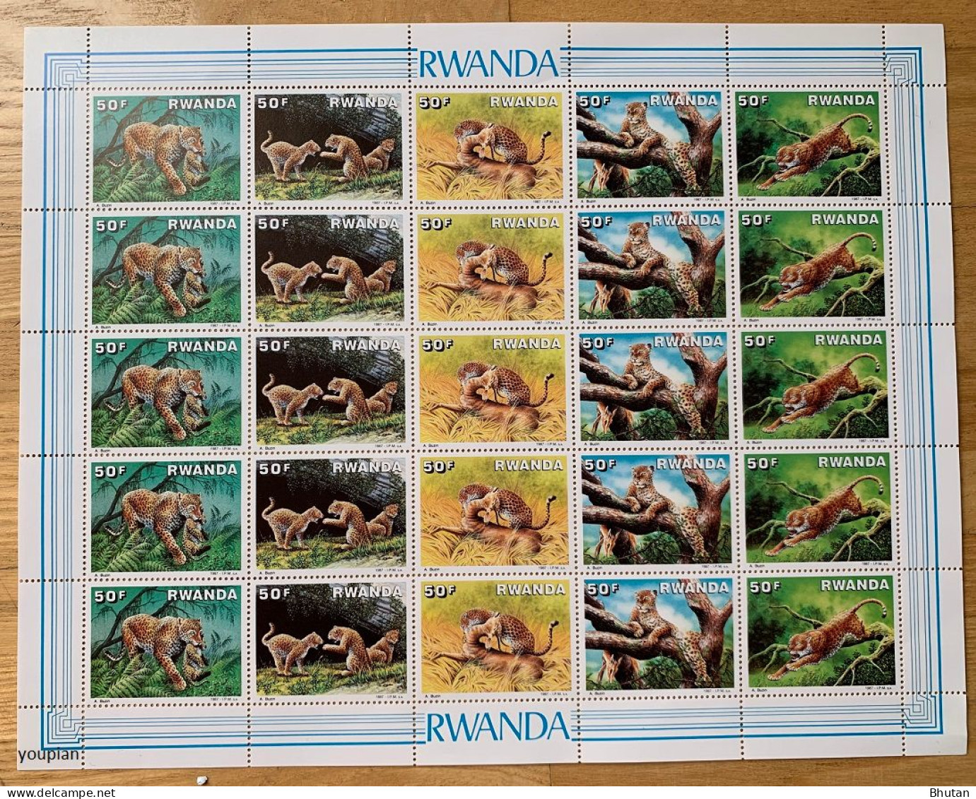 Rwanda 1987, Leopard, MNH Sheetlet - Ungebraucht