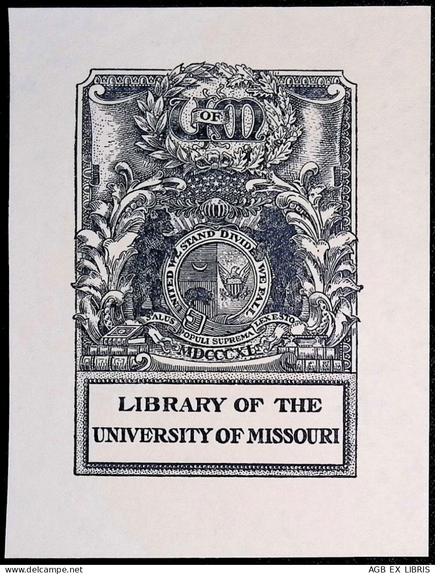 EX LIBRIS JOSEPH WINFRED SPENCELEY Per LIBRARY OF THE UNIVERSITY OF MISSOURI US USA L17-F01 XIX° SECOLO ARMORIAL - Exlibris