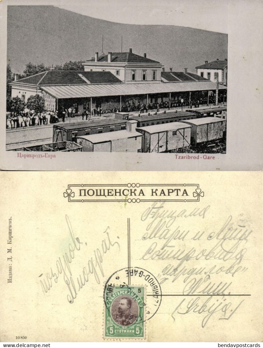 Serbia, DIMITROVGRAD TZARIBROD, Railway Station (1908) Postcard - Serbie