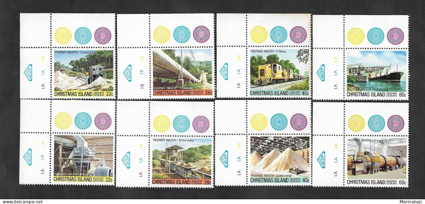SD)1981 CHRISTMAS ISLAND FROM THE PHOSPHATE INDUSTRY SERIES, 8 STAMPS CECA - Christmas Island