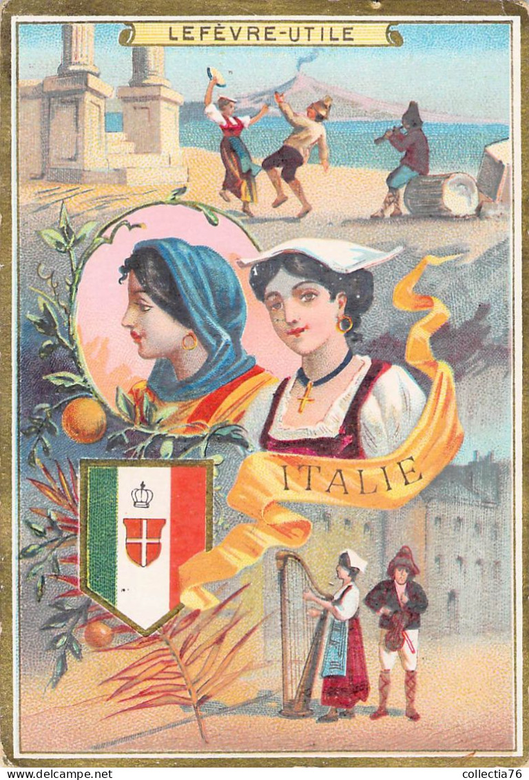 VIEUX PAPIERS CHROMOS IMAGES BISCUITS LEFEVRE UTILE ITALIE 8 X 11 CM - Lu