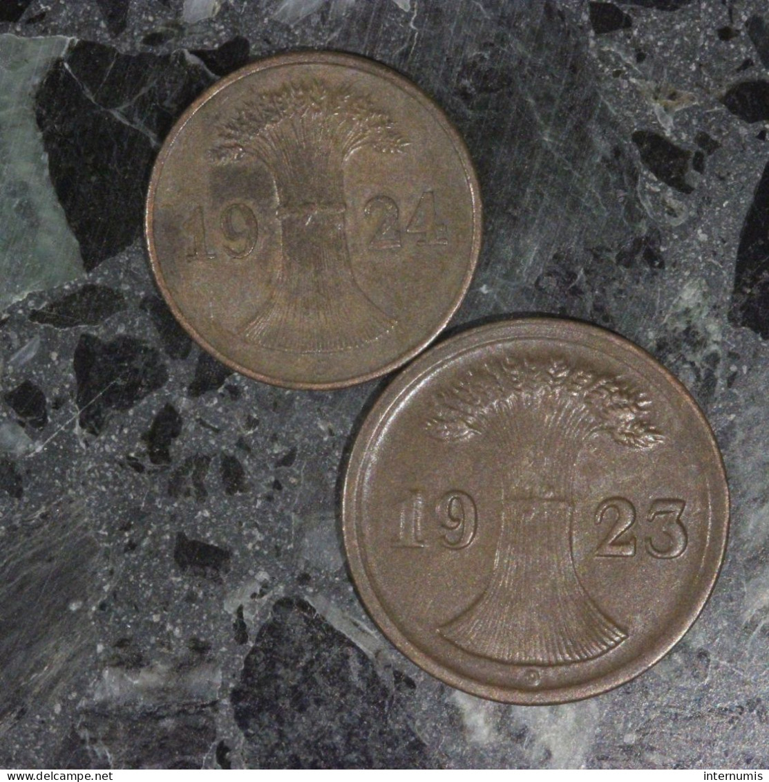 Allemagne / Germany LOT (2) : 1 Rentenpfennig 1924-J & 2 Rentenpfennig 1923-D - Mezclas - Monedas