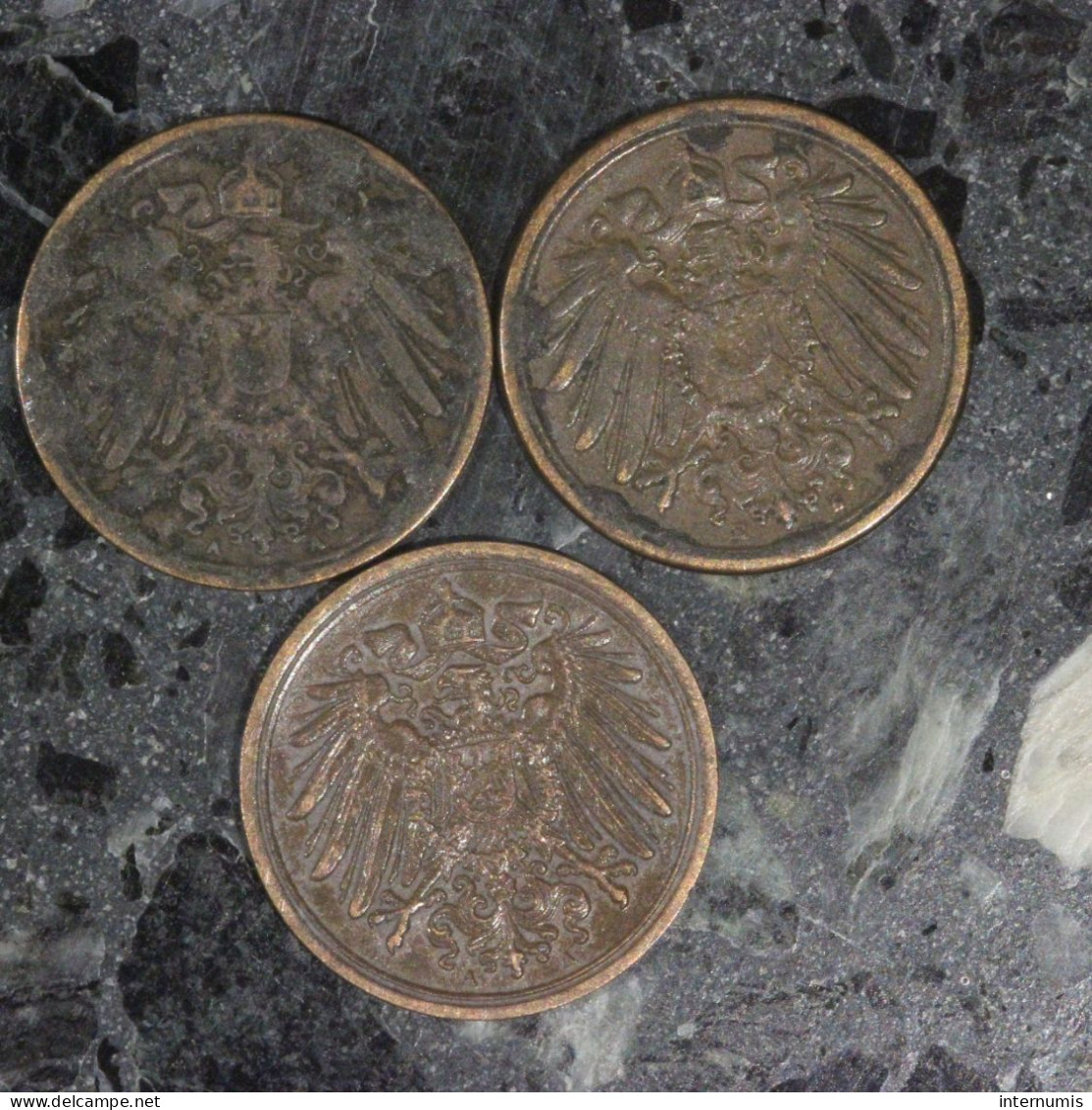 Allemagne / Germany LOT (3) : 1 Pfennig 1906-A, 1909-A & 1913-E - Mezclas - Monedas