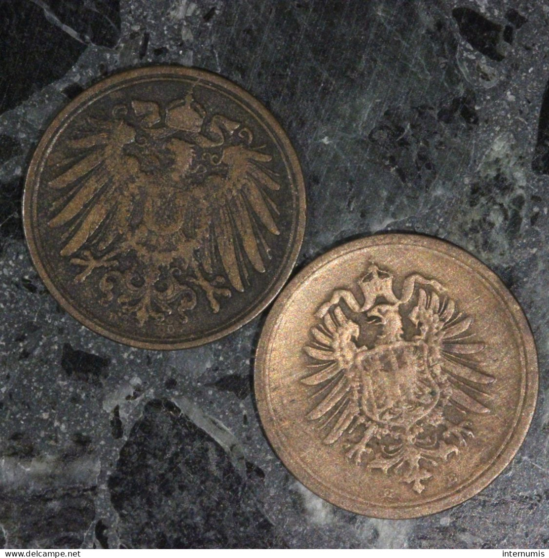 Allemagne / Germany RARE : LOT (2) : 1 Pfennig 1874-E (RARE) & 1892-D - Mezclas - Monedas