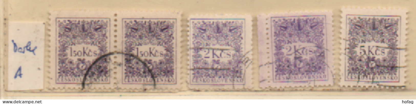 Tschechoslowakei 1954/55 MiNr.: P87A, P89A; P91A Porto Gestempelt 5 Marken/Varianten Chechoslovakia Used - Postage Due