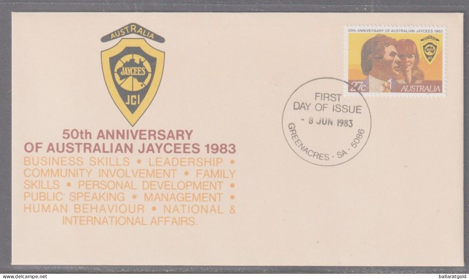 Australia 1983 - Jaycees 50th Anniversary First Day Cover - Cancellation Greenacres SA - Covers & Documents