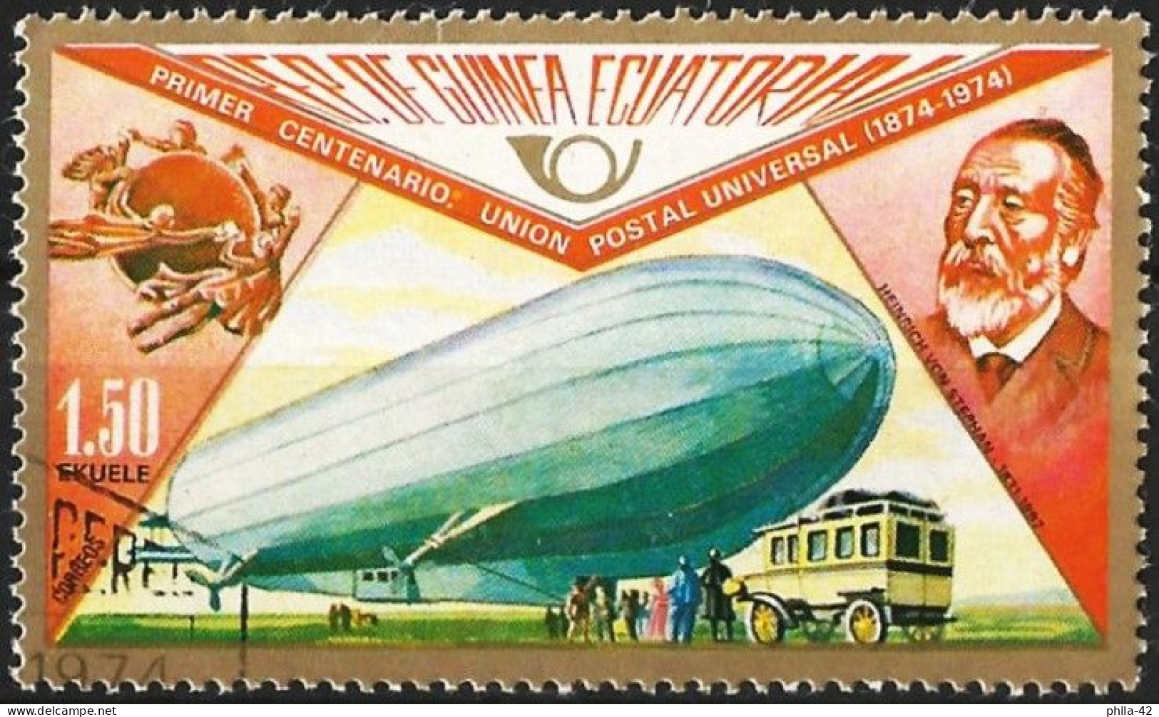 Equatorial Guinea 1974 - Mi 386A - YT 46E ( Centenary Of UPU - Zeppelin ) - Zeppeline