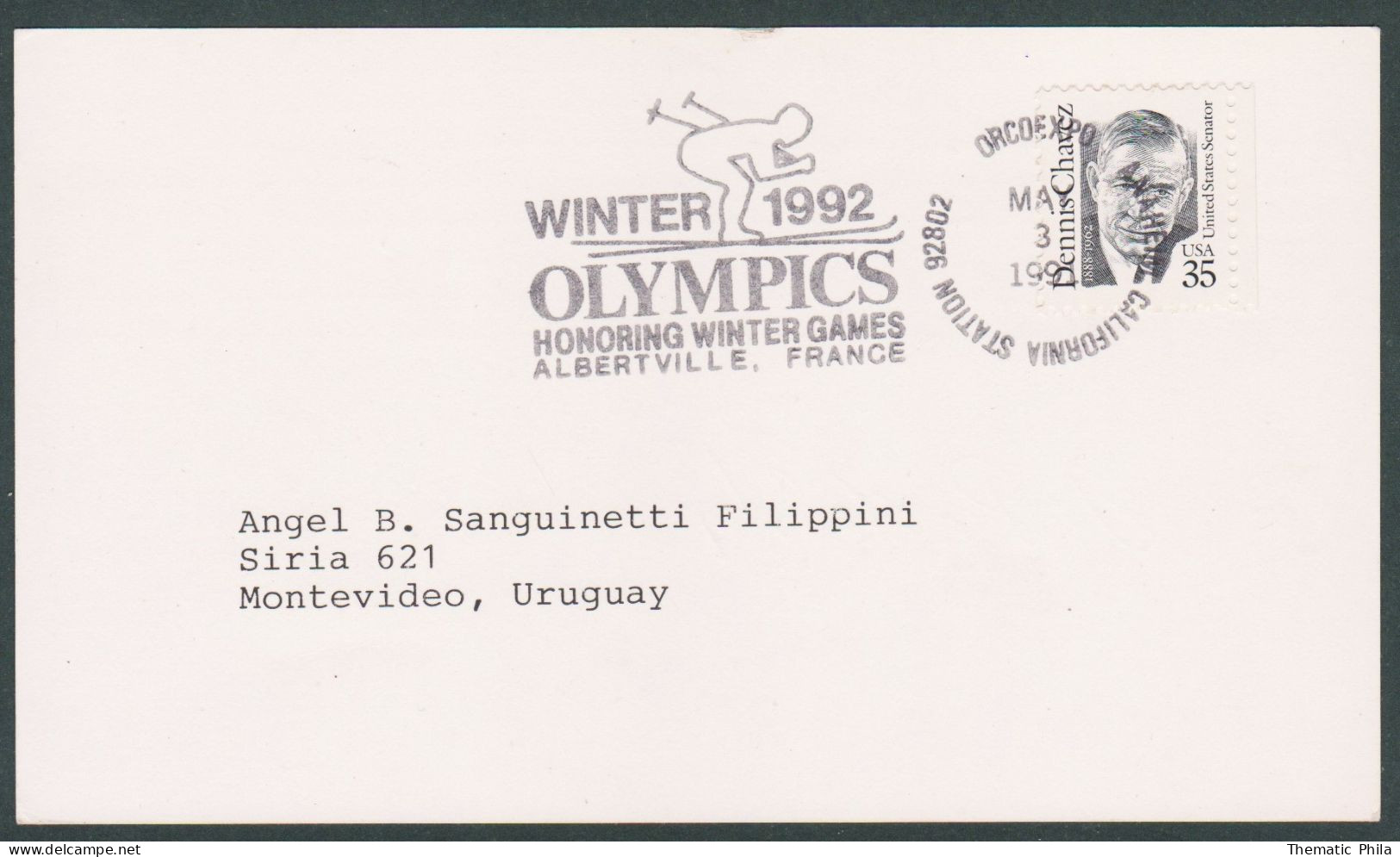 USA 1992 Albertville - Special Postmark - Sports D'hiver Skiing Skating - Winter 1992: Albertville