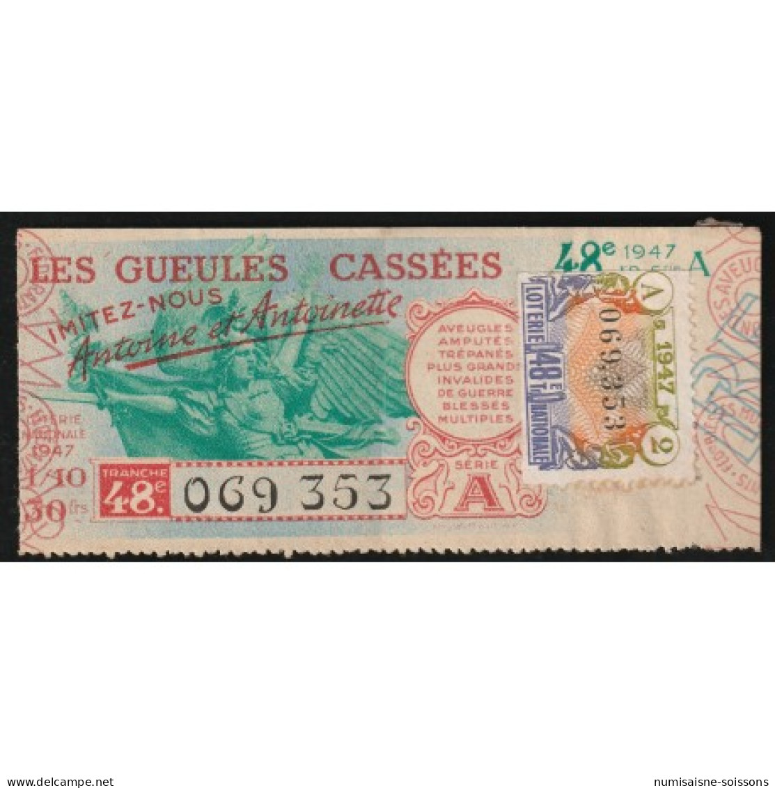 FRANCE - LOTERIE NATIONALE - 1947 - LES GUEULES CASSÉES - TTB - Unclassified