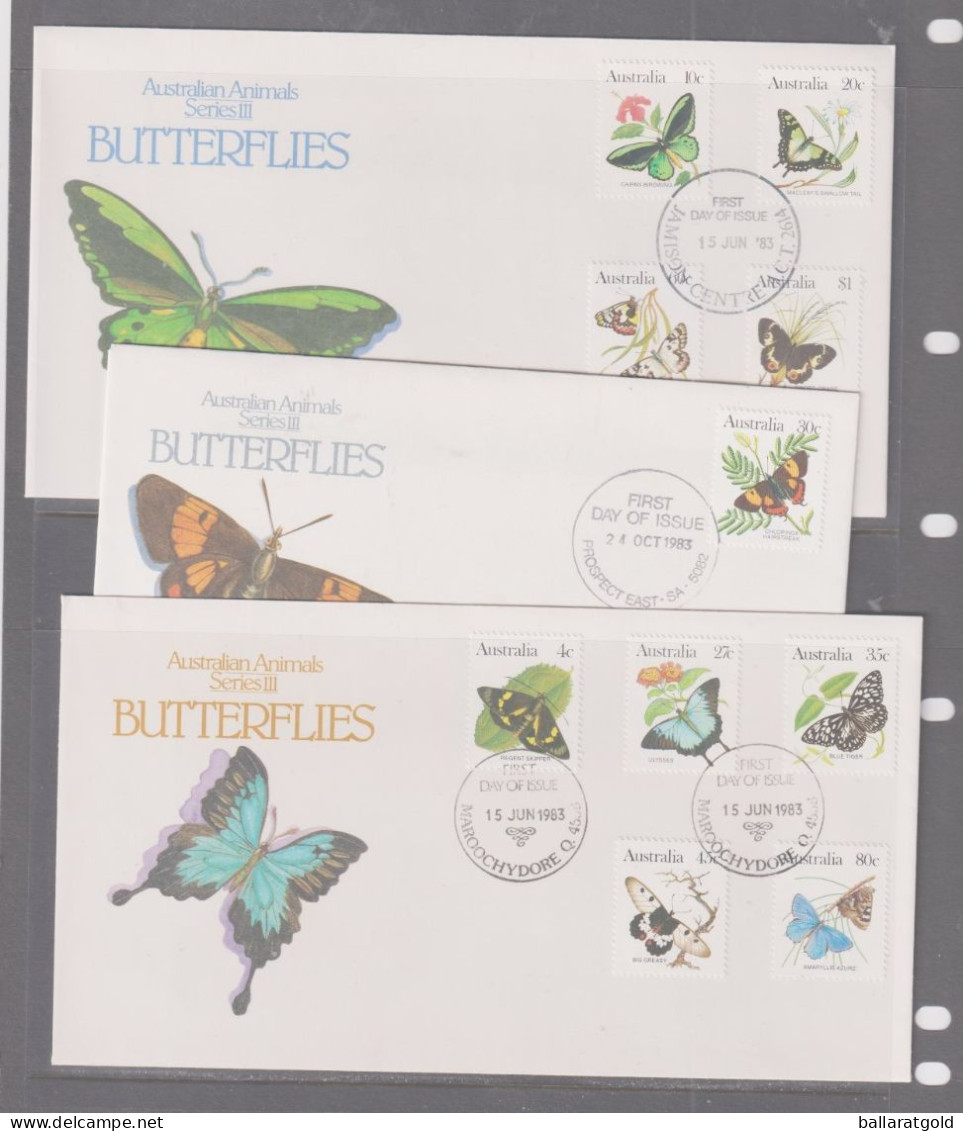 Australia 1983 - Butterflies X 3 First Day Cover - Cancellations - Briefe U. Dokumente