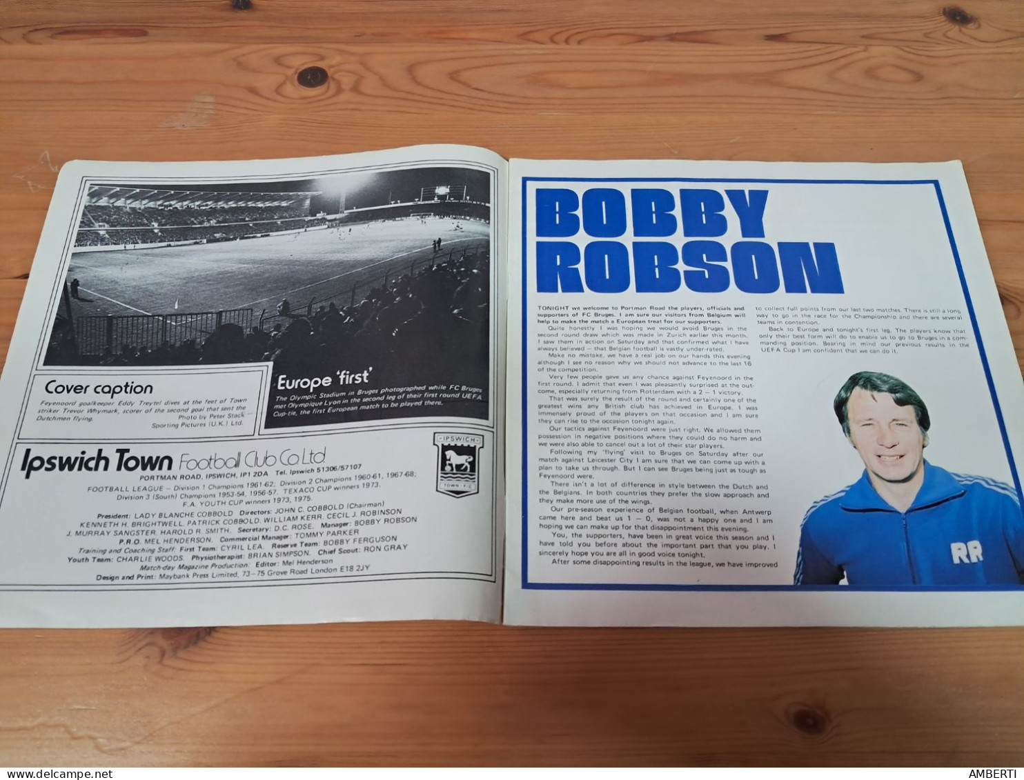 Programa Ipswich Town Brujas Copa De La UEFA 1975/76 - Deportes