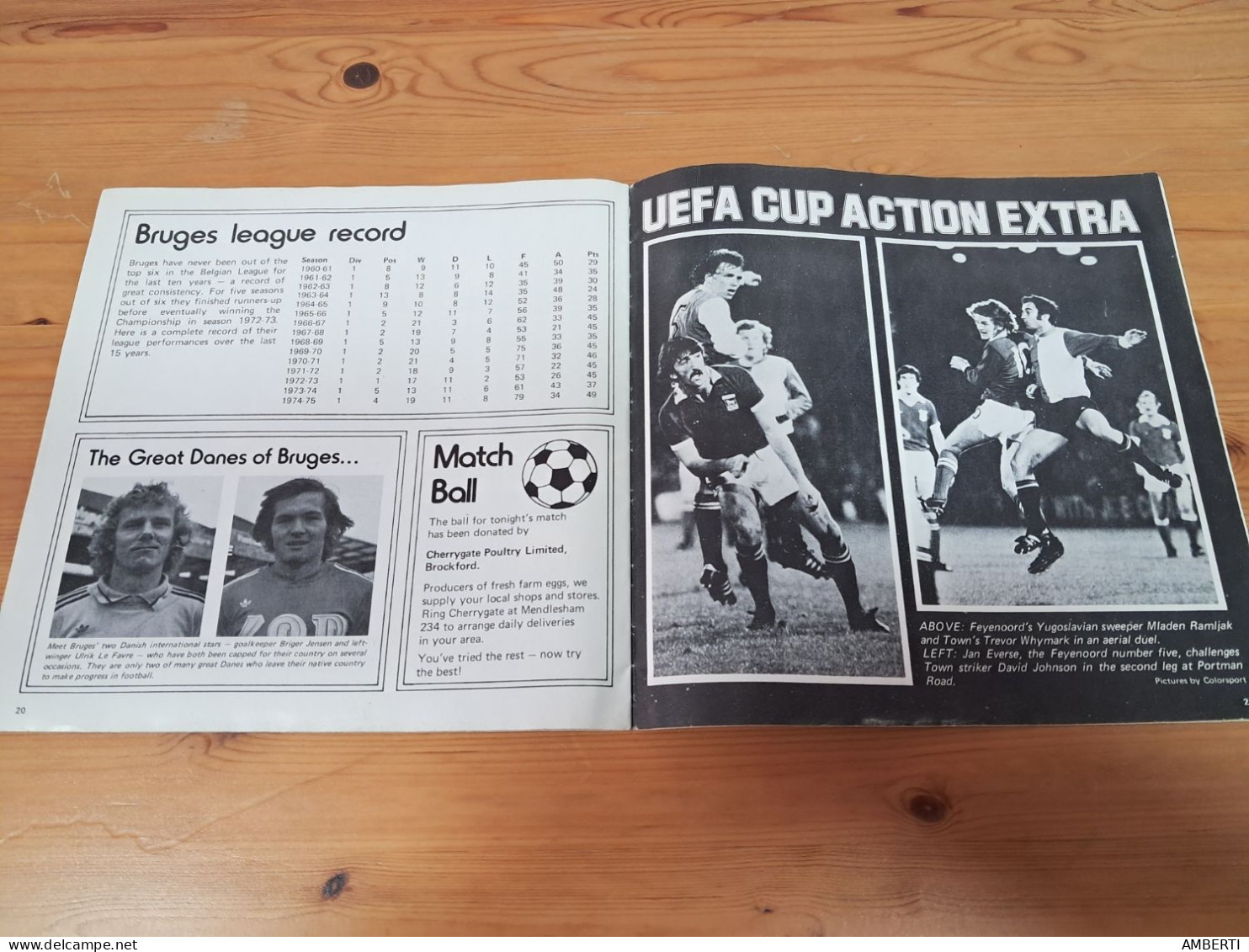 Programa Ipswich Town Brujas Copa de la UEFA 1975/76