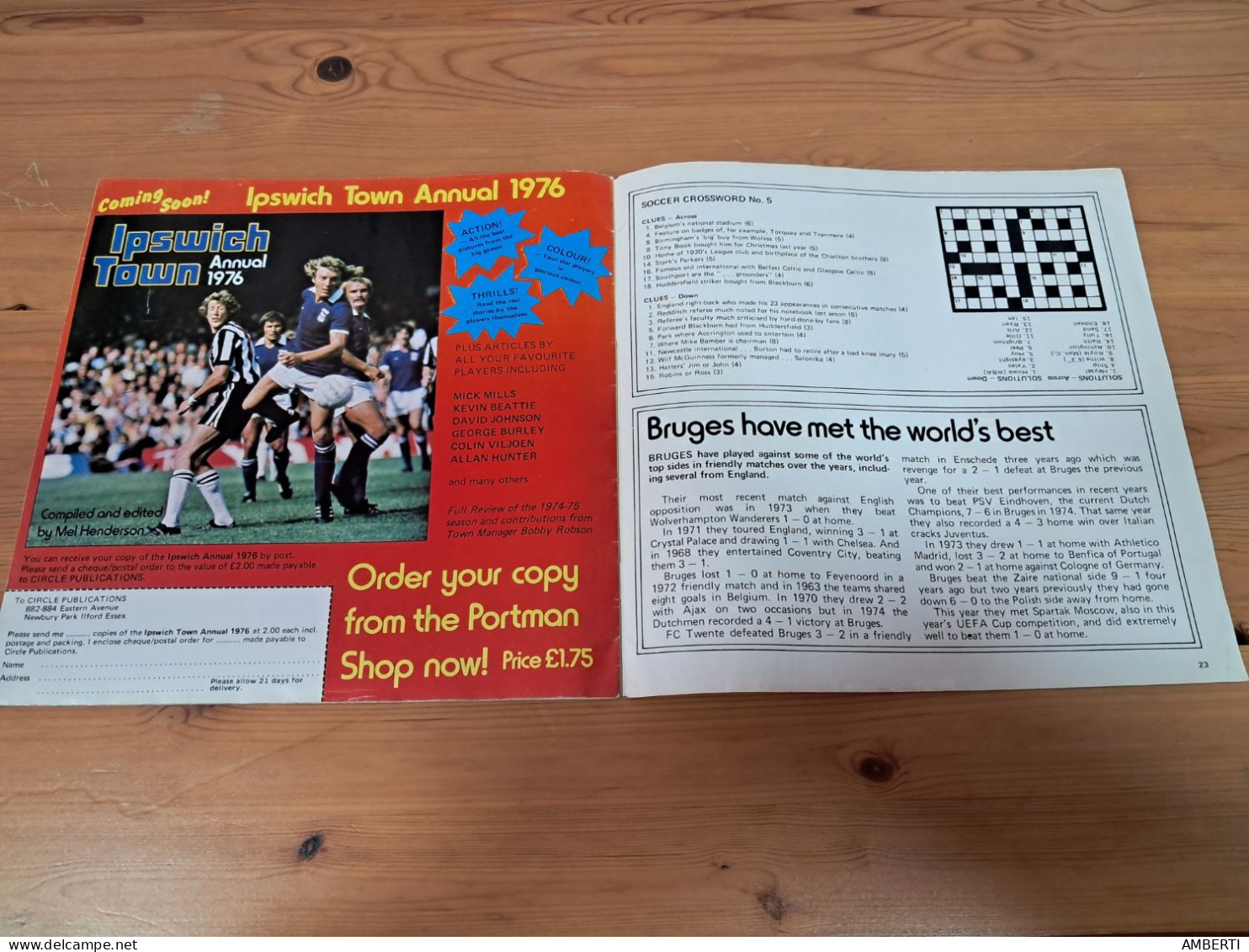 Programa Ipswich Town Brujas Copa de la UEFA 1975/76