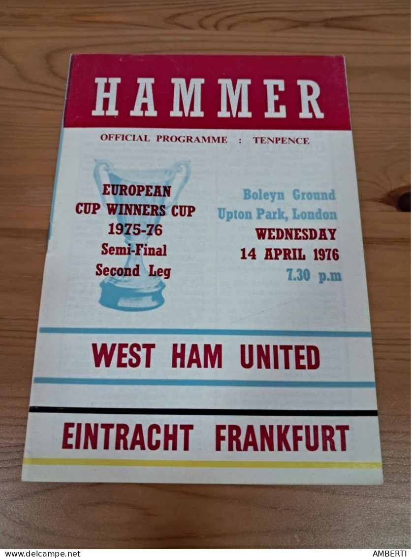 Programa West Ham Eintranch Frankfurt Semifinal Recopa 1975/76 - Sport