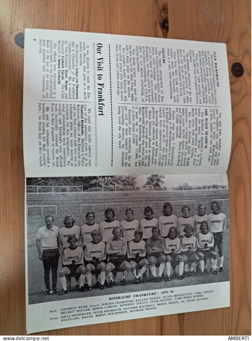 Programa West Ham Eintranch Frankfurt Semifinal Recopa 1975/76 - Deportes