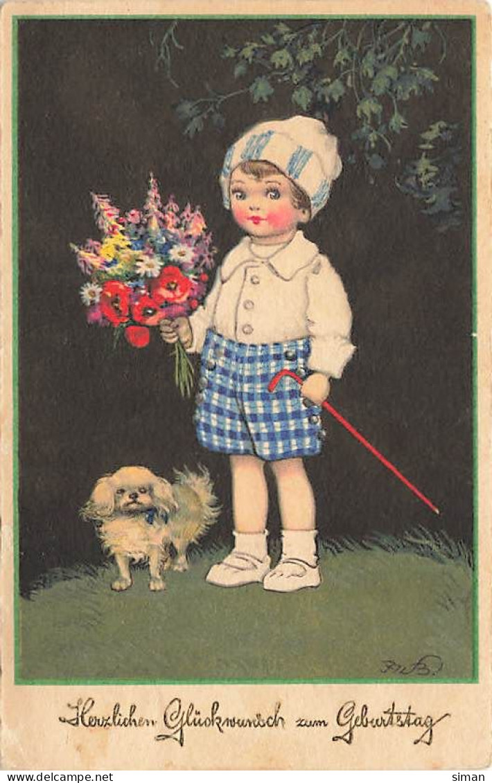 N°24481 - Illustrateur - F. Baumgarten - Enfant Apportant Un Bouquet, Accompagnée D'un Chien - Baumgarten, F.