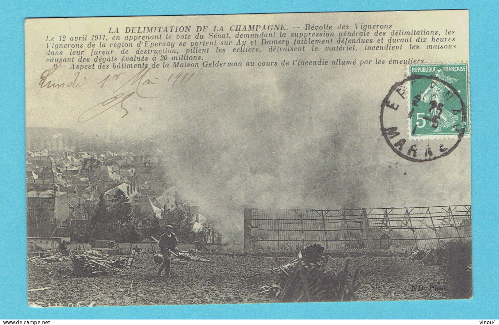 CPA DELIMITATION DE LA CHAMPAGNE Révolte Des Vignerons Avril 1911 Ay - Champagne-Ardenne
