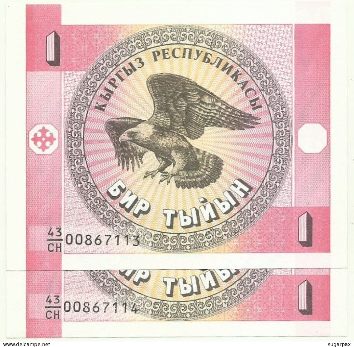 KYRGYZSTAN - 2 X 1 Tyiyn Consecutive - ND ( 1993 ) - Pick 1.a - UNC. - Série 43/CH - Kirgizïe