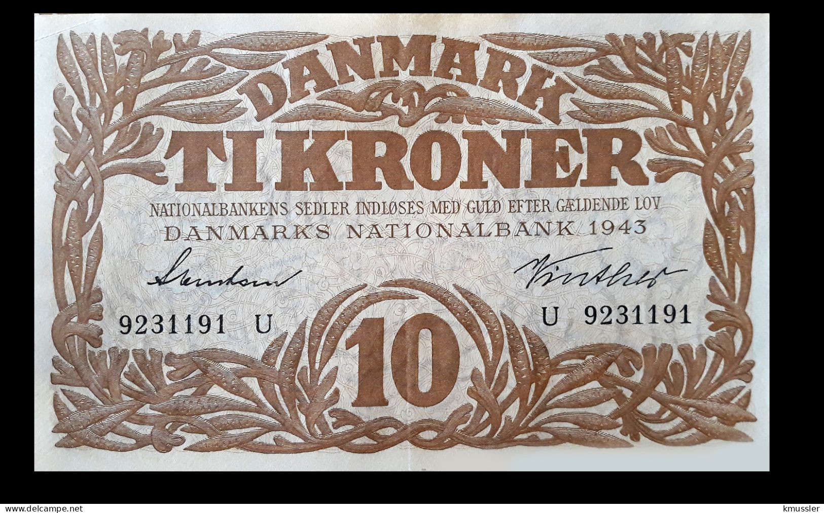 # # # Banknote Dänemark (Denmark) 10 Kroner 1943 AU # # # - Dänemark