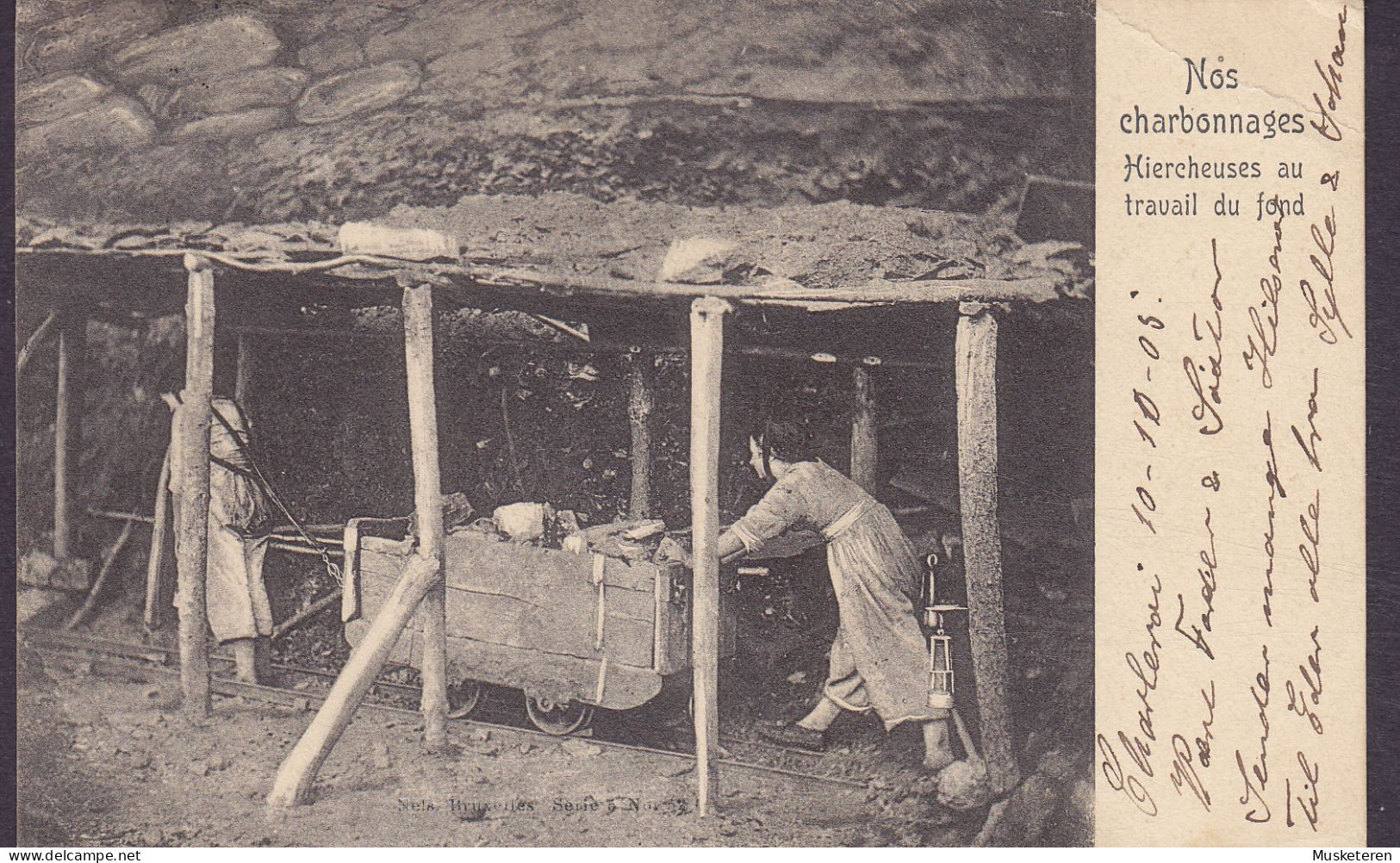 Belgium CPA Nos Charbonnages Hiercheuses Au Travail Du Fond Nels, Bruxelles Serie 5, No. 52 Mines CHARLEROI 1905 Denmark - Bergbau