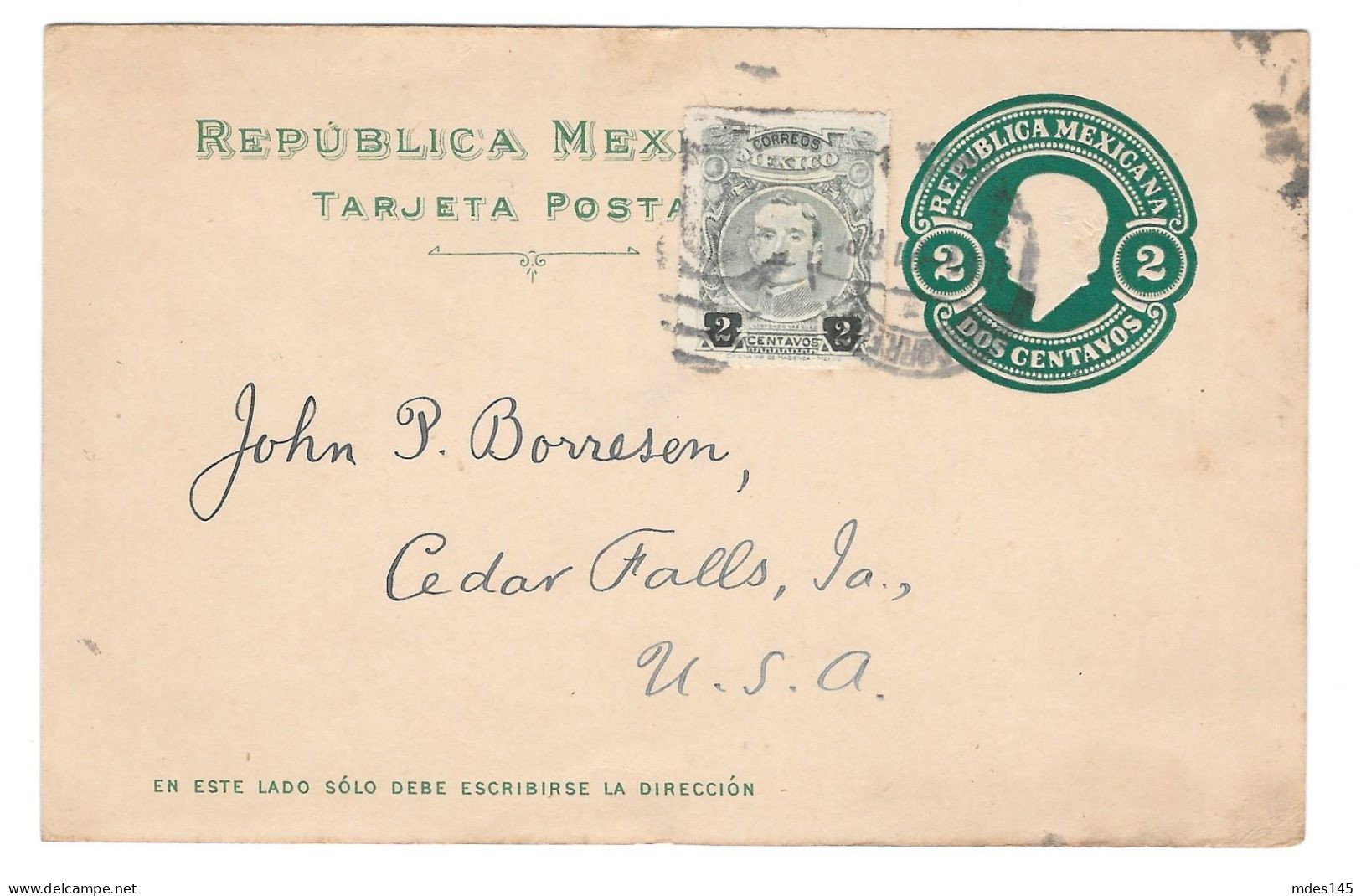 Mexico Uprated 2c Vazquez On 2c Hidalgo Postal Stationery Card 1921 To US - Mexico