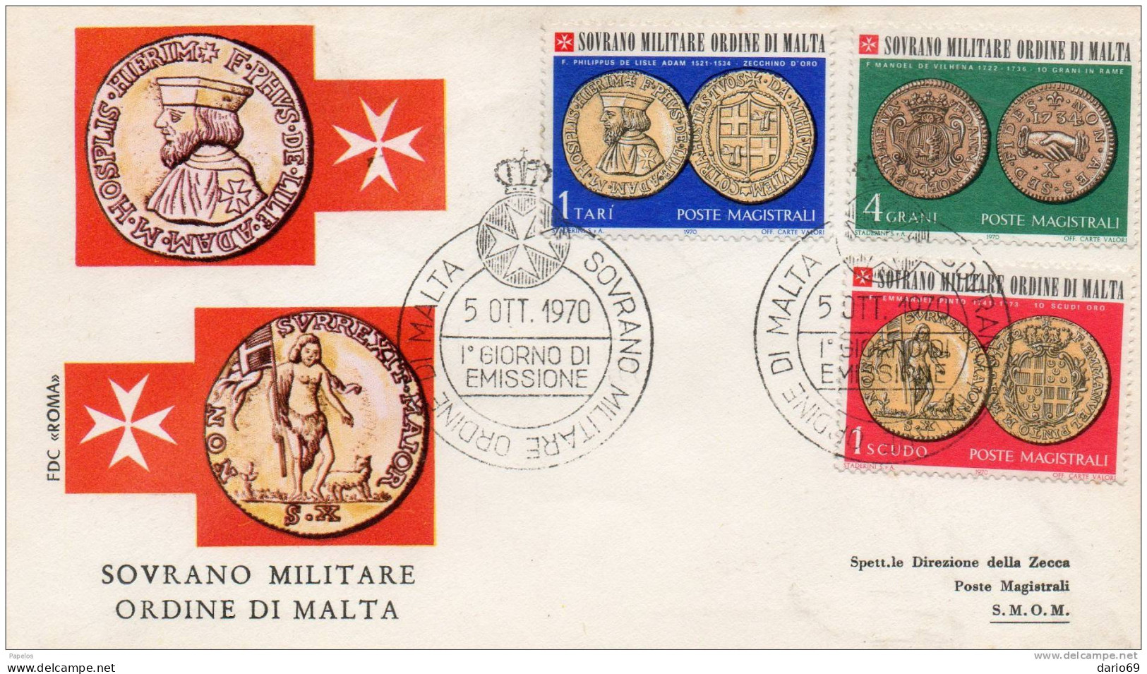 1970 LETTERA CON ANNULLO SOVRANO MILITARE ORDINE DI MALTA - Malte