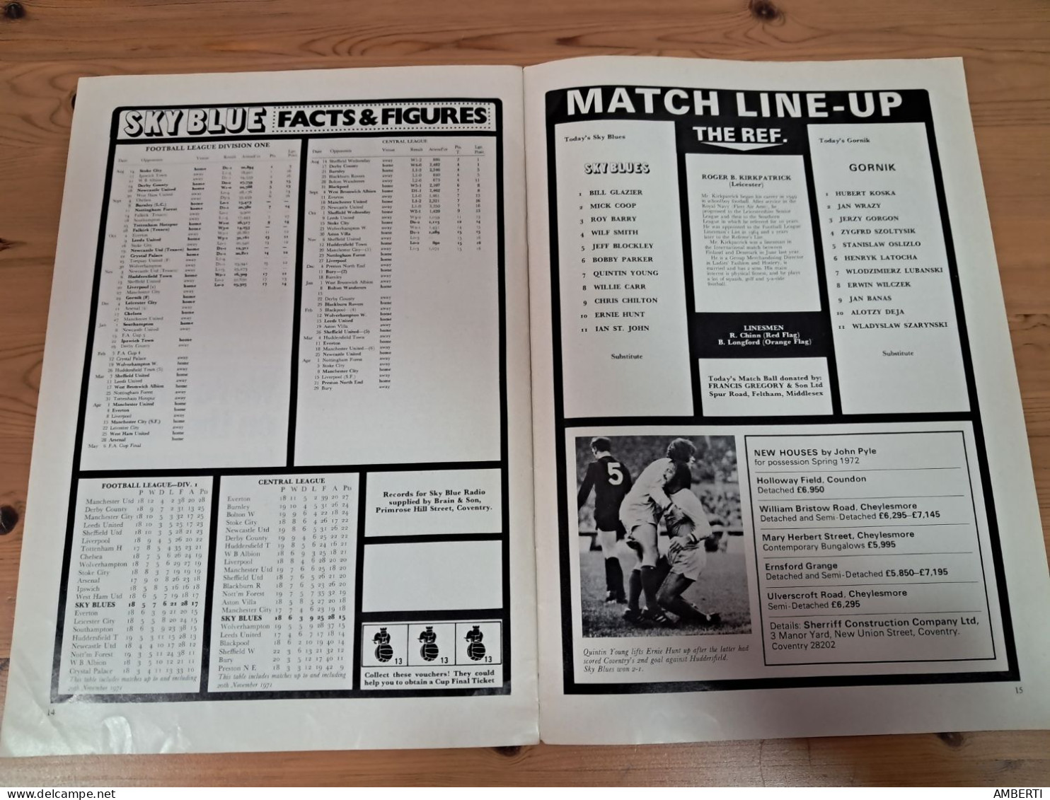 Programa Coventry City Gornik Zabrze año 1971