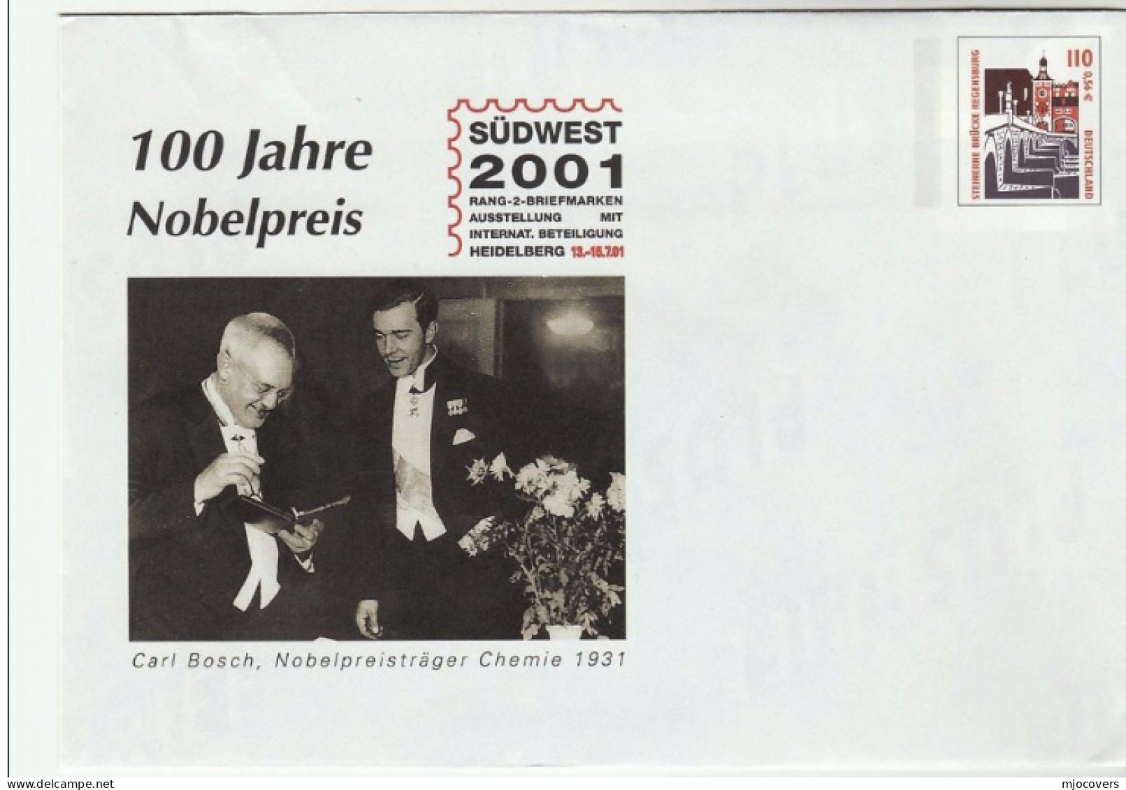 CHEMISTRY Carl BOSCH Illus POSTAL STATIONERY Cover GERMANY Nobel Prize Stamps 2003 - Chimie