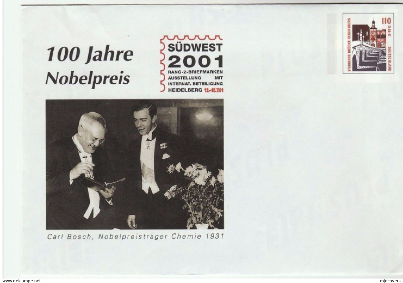 CHEMISTRY Carl BOSCH Illus POSTAL STATIONERY Cover GERMANY Nobel Prize Stamps 2003 - Química