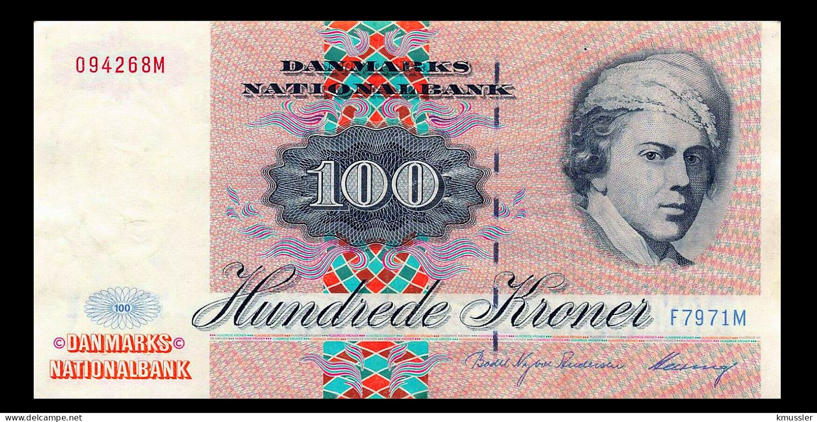 # # # Seltene Banknote Dänemark (Denmark) 100 Kroner, 1998 Prefix „F“ (P-54) # # # - Dänemark