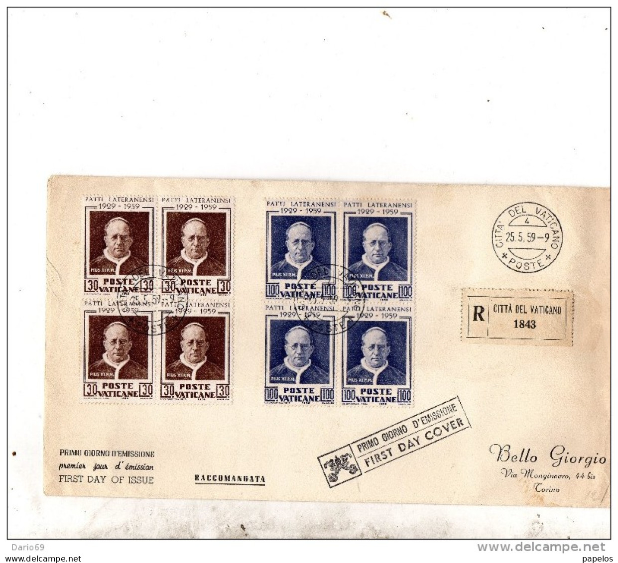 1959 LETTERA - Covers & Documents